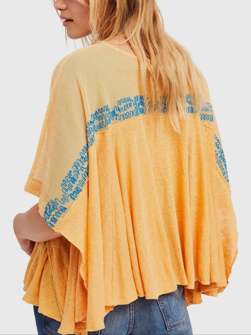 Free People Love Letter Embroidered Poncho Top - Picture 2 of 14